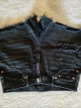 American Eagle Outfitters Black Denim Shorts with Copper Accent